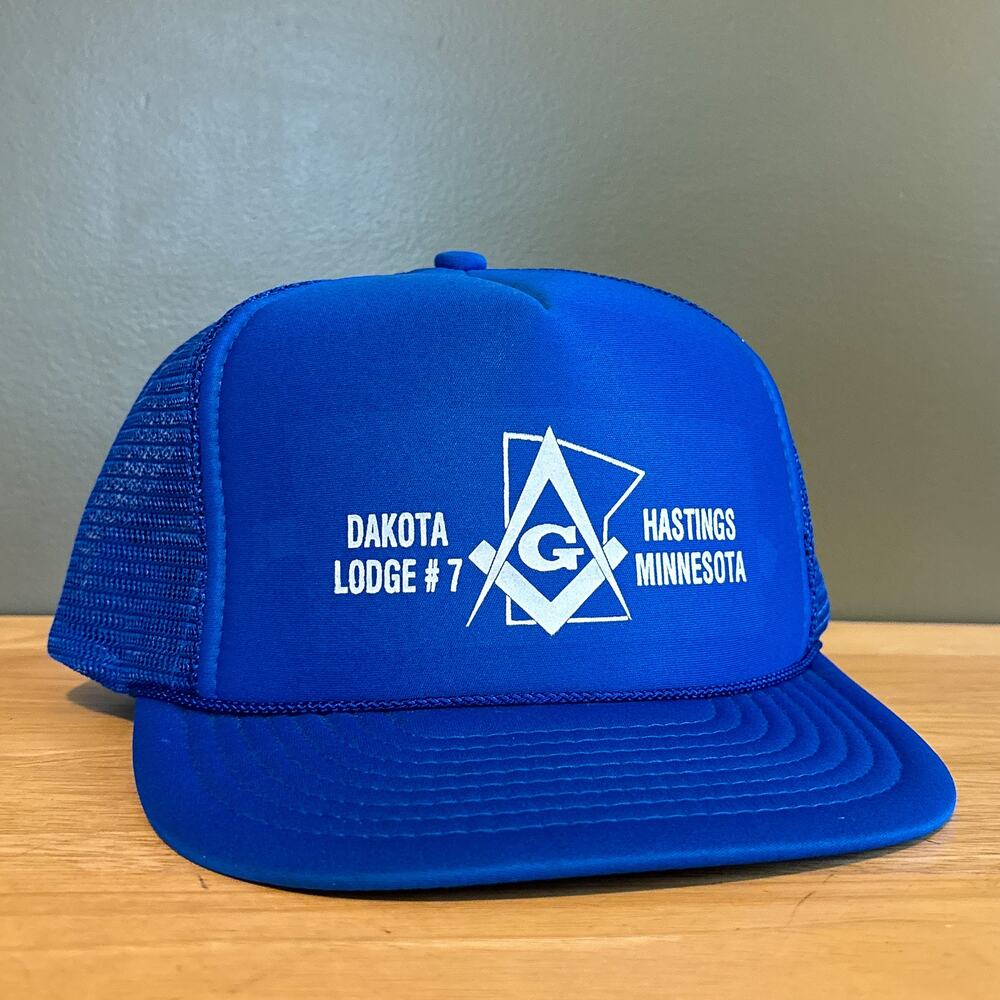 Vintage Freemasons Dakota Lodge #7 Hastings Minnesota Blue Trucker Snapback Hat